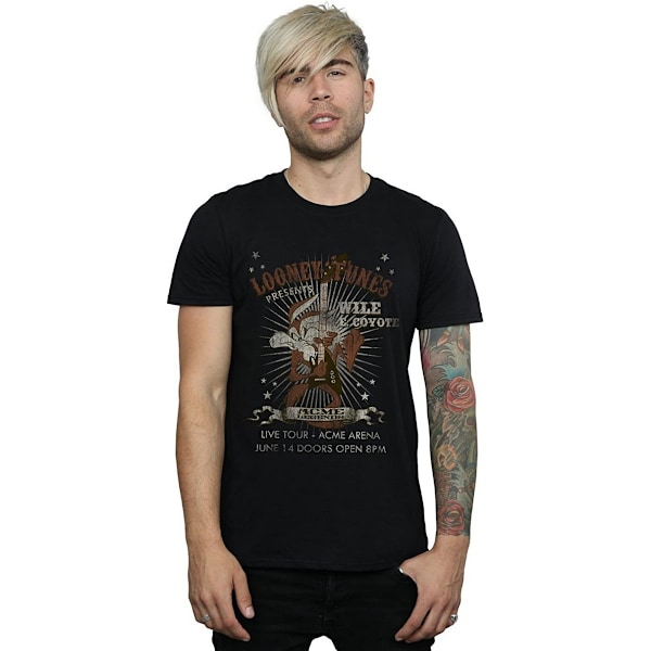 Looney Tunes Herr Wile E Coyote Gitarr Bomull T-shirt M Svart Black M