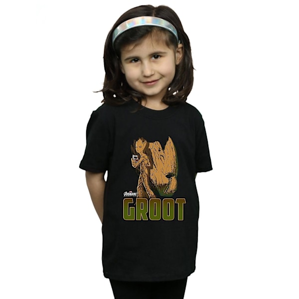 Marvel Girls Avengers Infinity War Groot Character Bomull T-shirt Black 12-13 Years