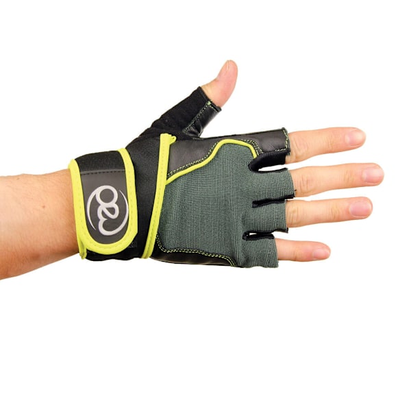 Fitness Mad Core Fitness Läderträningshandskar S Svart/Grön Black/Green/Yellow S