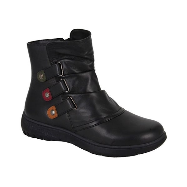 Mod Comfys Dam/Dam Läder Extra Bred Ankel Boots 7 UK Ex Black 7 UK Extra Wide