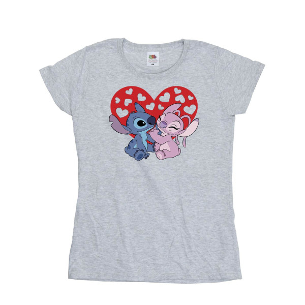 Disney Dam/Kvinnor Lilo & Stitch Hjärtan Bomull T-shirt L Spor Sports Grey L