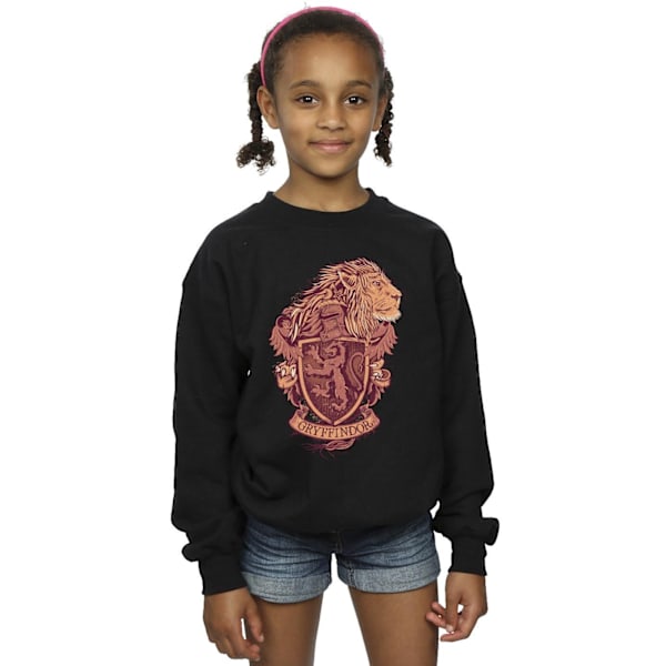 Harry Potter T-shirt för flickor Gryffindor Sketch Crest 5-6 år Black 5-6 Years