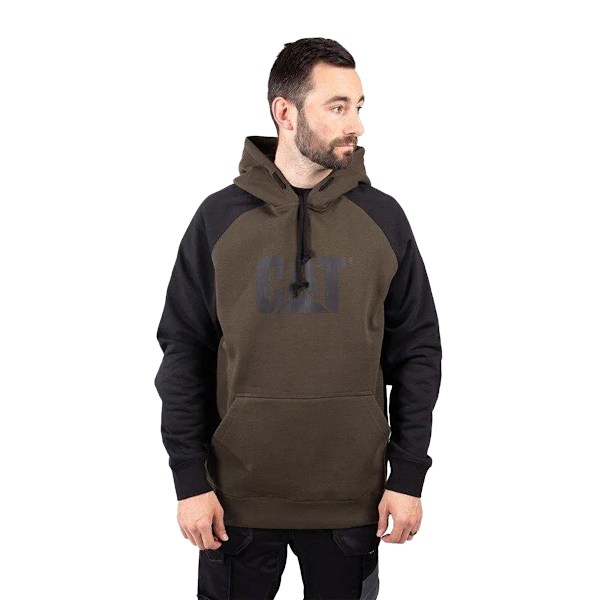 CAT Lifestyle Herr Hooded Raglan Sweatshirt 4XL Army Moss/Svart Army Moss/Black 4XL