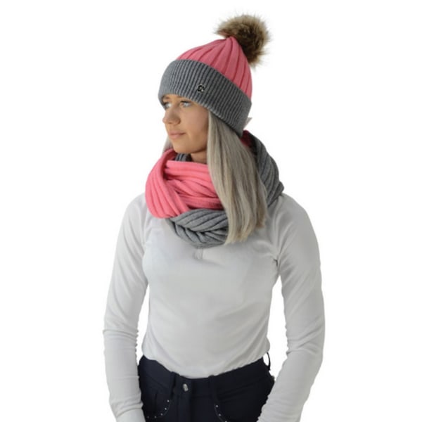 HyFASHION Dam/Dam Luxemburg Luxury Snood One Size Coral/ Coral/Charcoal One Size
