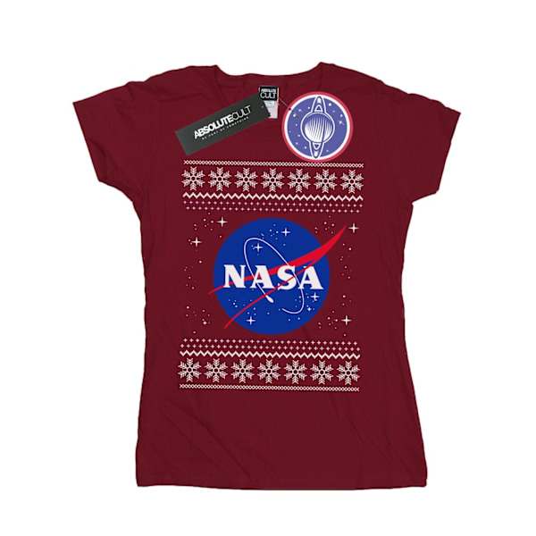 NASA Dam/Damer Classic Fair Isle Bomull T-shirt L Bourgogne Burgundy L