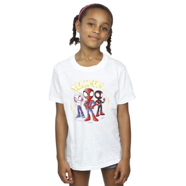 Marvel Girls Spidey And His Amazing Friends Sketch Bomull T-shirt White 12-13 Years