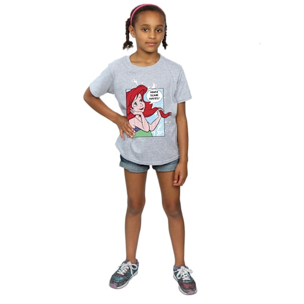 Disney Princess Girls Ariel Pop Art Bomull T-shirt 7-8 År Sp Sports Grey 7-8 Years