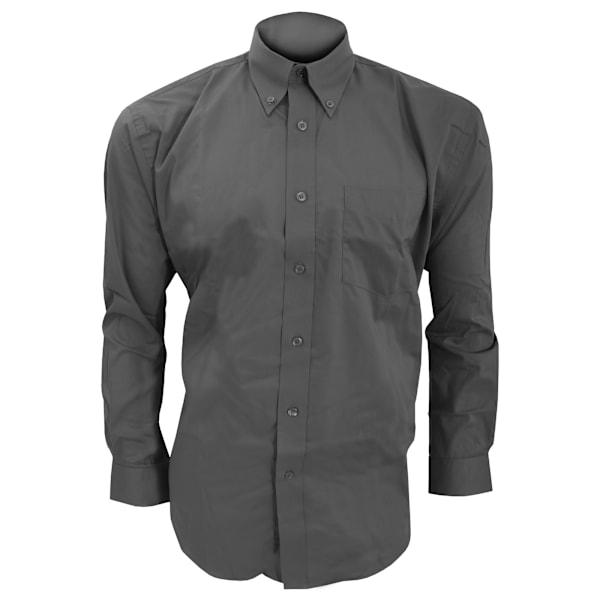 Kustom Kit Herr Långärmad Corporate Oxford Skjorta 19 tum Charc Charcoal 19inch