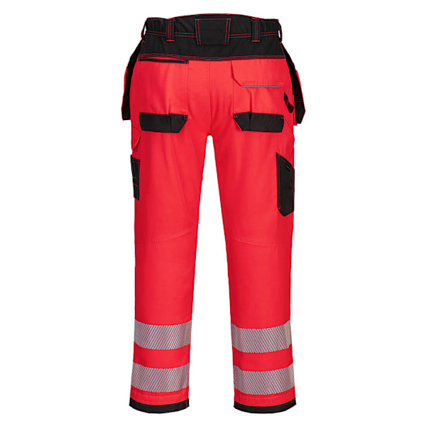 Portwest Herr T501 Hi-Vis Arbetsbyxor 40R Röd/Svart Red/Black 40R