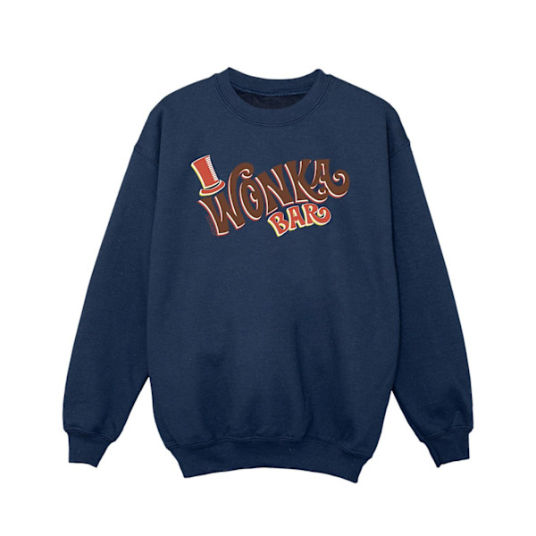 Willy Wonka Girls Bar Logo Sweatshirt 3-4 år Marinblå Navy Blue 3-4 Years