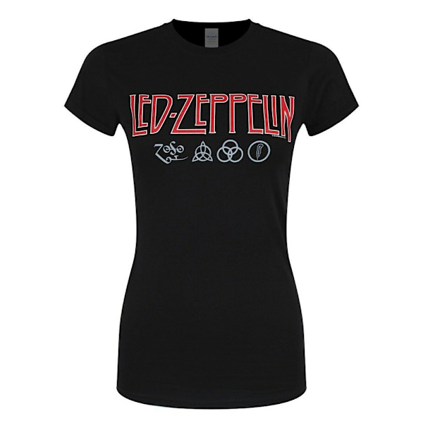 Led Zeppelin Dam/Dam Symboler Logotyp T-shirt S Svart Black S