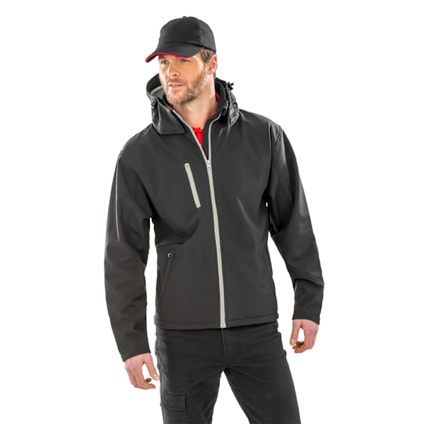 Result Core Mens Lite Hooded Softshell Jacket M Svart/Grå Black/Grey M