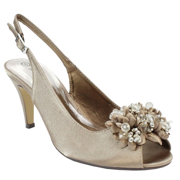 Lunar Dam/Dam Sabrina Corsage Court Shoes 3 UK Taupe Taupe 3 UK