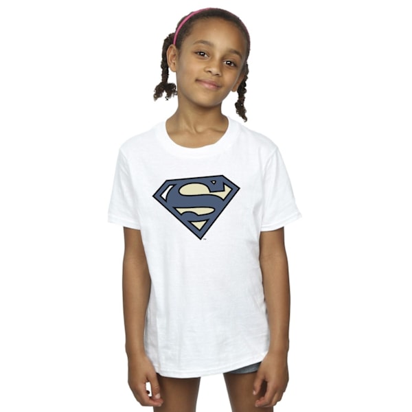 DC Comics Girls Superman Indigo Blue Logo Bomull T-shirt 5-6 år White 5-6 Years
