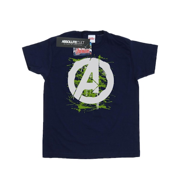 Marvel Girls Avengers A Logo Bomull T-shirt 7-8 år Marinblå Navy Blue 7-8 Years