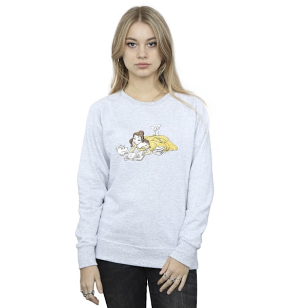 Disney Dam/Kvinnor Skönheten och Odjuret Belle Läsning Sweatshirt L Sports Grey Sports Grey L