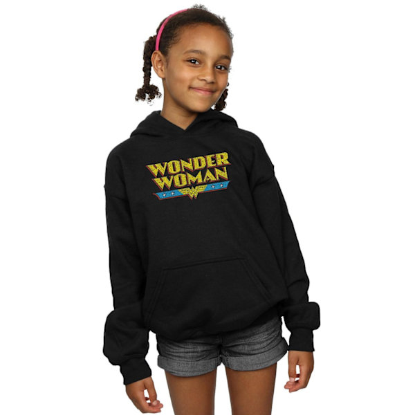 DC Comics Girls Wonder Woman Crackle Logo Hoodie 12-13 år Blå Black 12-13 Years