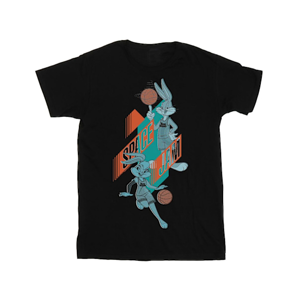 Space Jam: A New Legacy T-shirt i bomull för flickor med Bugs och Lola som spelar basket Black 12-13 Years