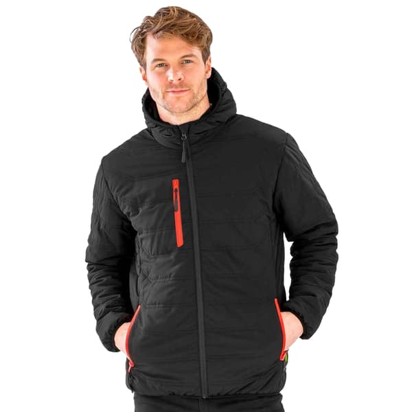Result Genuine Recycled Mens Compass Padded Winter Jacket S Bla Black/Orange S