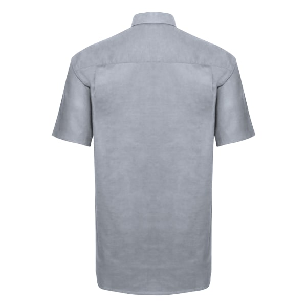 Russell Collection, kortärmad, lättskött Oxford skjorta för män 18i Silver Grey 18inch