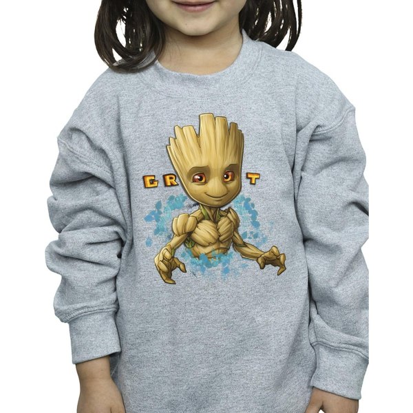 Guardians Of The Galaxy Girls Groot Flowers Sweatshirt 3-4 år Sports Grey 3-4 Years
