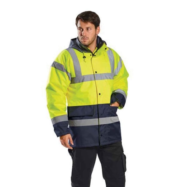 Portwest Hi-Vis Vattentät Kontrastpanel Trafikjacka 3 Yellow/Navy 3XL