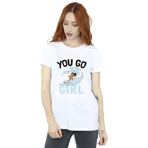 Disney Dam/Damer Lilo Och Stitch You Go Girl Bomull Boyfriend T-Shirt XXL Vit White XXL