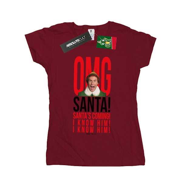 Elf Dam/Damer OMG Santa I Know Him Bomull T-shirt L Bourgogne Burgundy L