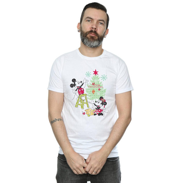 Disney Herr Mickey och Minnie Julgran T-shirt L Vit White L