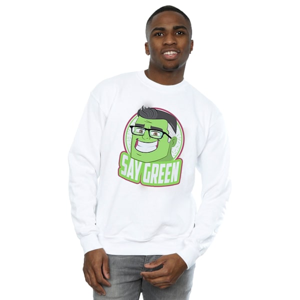 Marvel Mens Avengers Endgame Hulk Say Green Sweatshirt S Vit White S