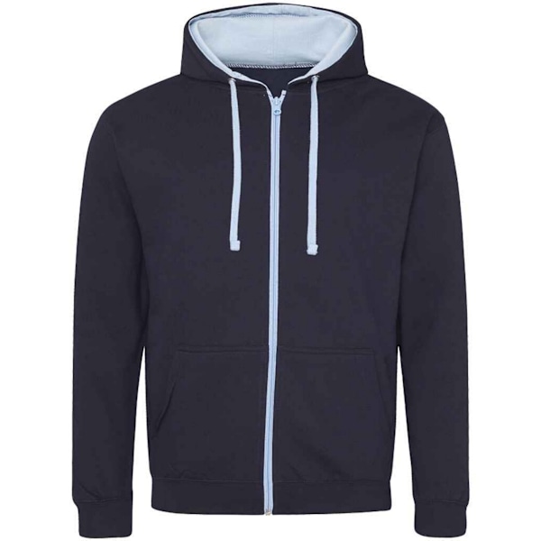 Awdis Herr Varsity Full Zip Hoodie M Ny Fransk Marinblå/Himmelsblå New French Navy/Sky Blue M