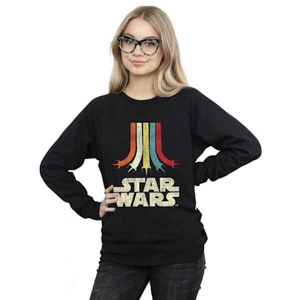 Star Wars Dam/Kvinnor Retro Regnbåge Sweatshirt XL Svart Black XL