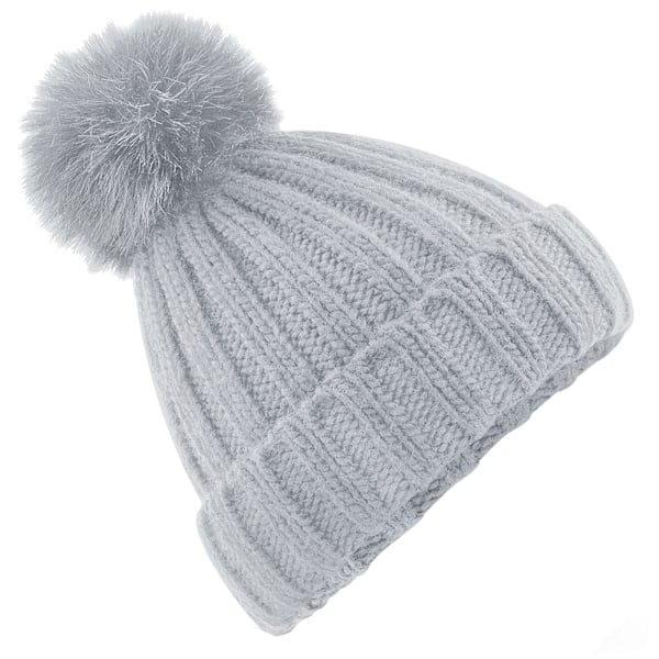 Beechfield Unisex Vuxen Verbier Faux Fur Pom Pom Mössa En Storlek Light Grey One Size