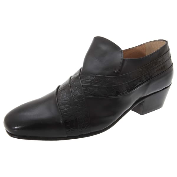 Montecatini herrskor i läder med fällbar vampflik, 7 UK Black 7 UK