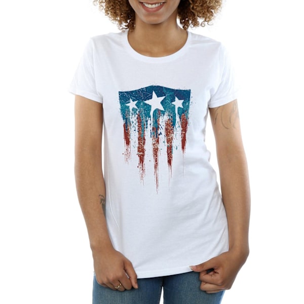 Marvel Dam/Kvinnor Captain America Flag Shield Bomull T-shirt White L