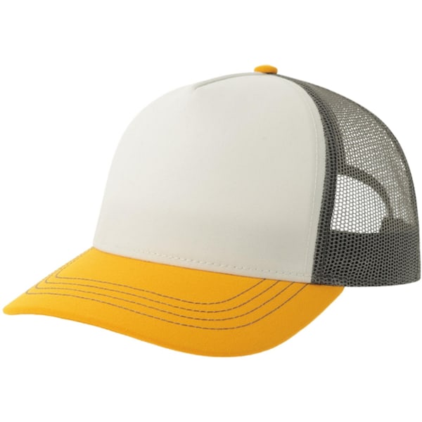 Atlantis Unisex Vuxen Rapper 5 Panel Canvas Återvunnen Truckerkeps Ca White/Yellow/Dark Grey One Size