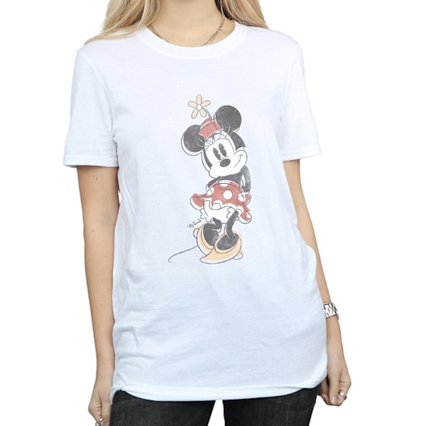 Disney Dam/Damer Minnie Mouse Offset Bomull Boyfriend T-shirt White S