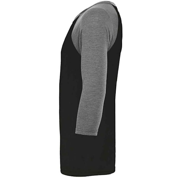 Canvas Unisex Vuxen 3/4 Ärms Baseboll T-Shirt XS Svart/Djup Heather Black/Deep Heather XS