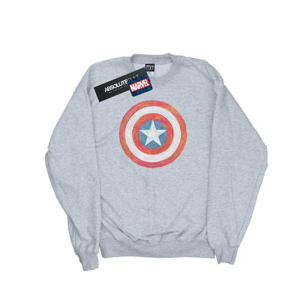 Marvel Herr Captain America Sketched Shield Sweatshirt M Vit White M