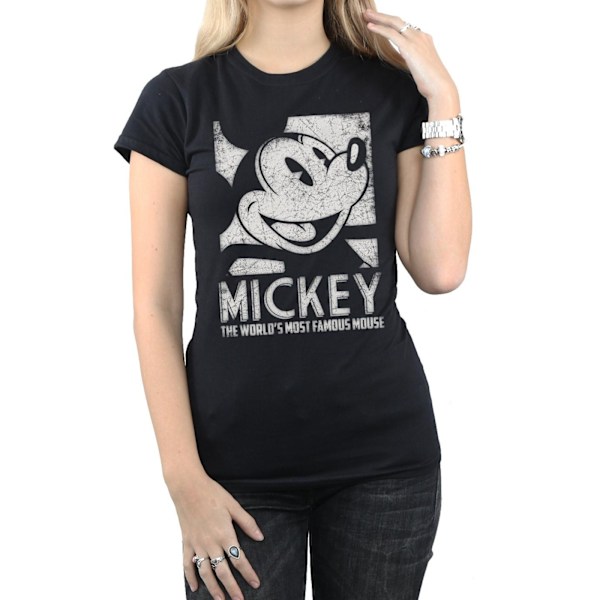Disney Dam/Kvinnor Mickey Mouse Mest Berömda Bomull T-shirt M Black M