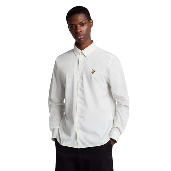 Lyle & Scott Långärmad Bambuskjorta för Herr M Vit White M