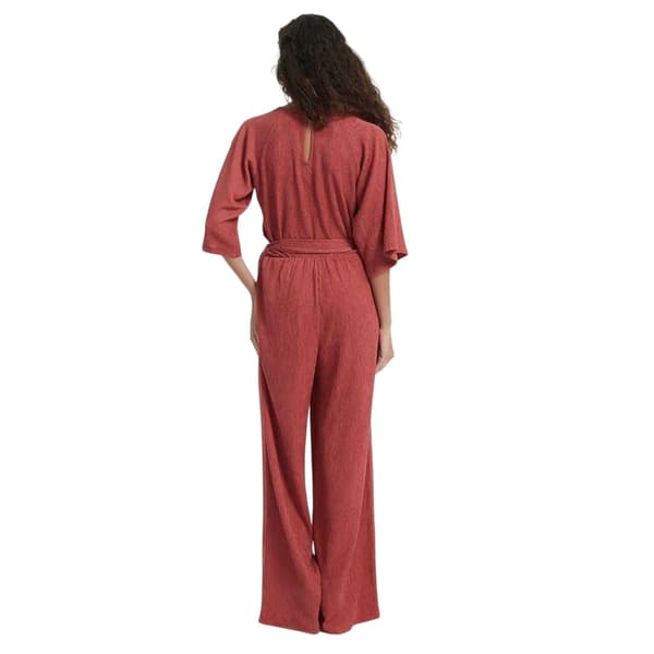 Be You Dam/Dam Crinkled V-ringad Relaxed Fit 3/4-ärmad Jumpsuit Rust 22 UK