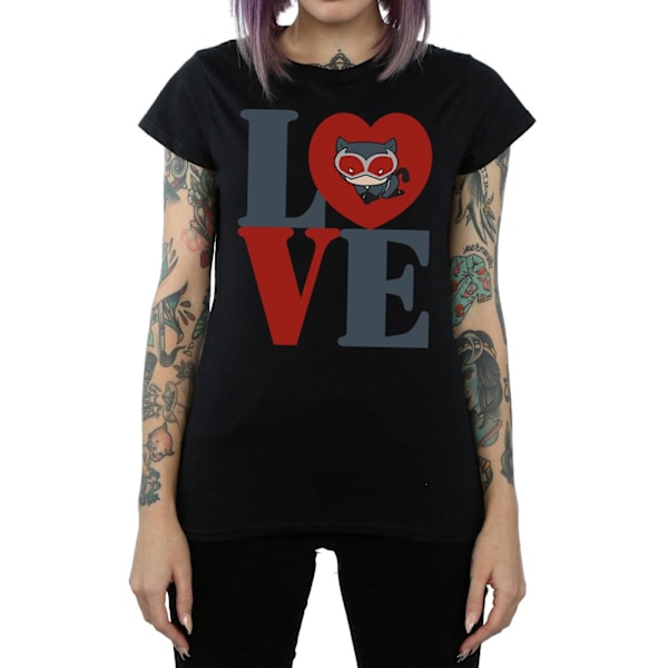 DC Comics Dam/Kvinnor Chibi Catwoman Love Bomull T-shirt XXL Black XXL