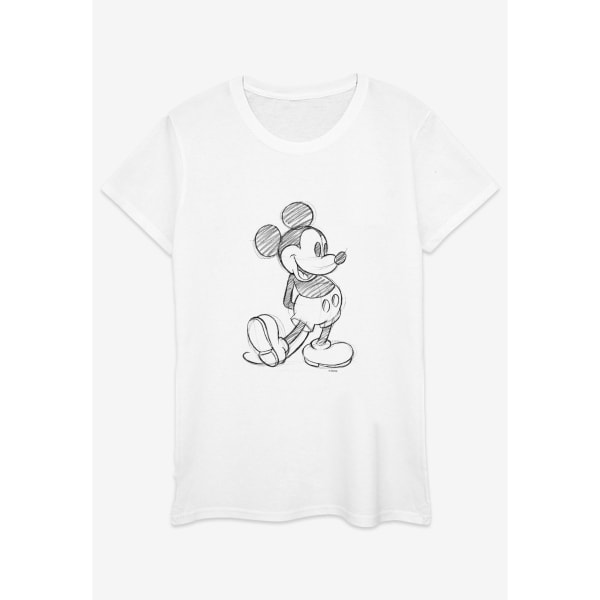 Disney Womens/Ladies Mickey Mouse Sketch Kick Cotton T-Shirt S White S