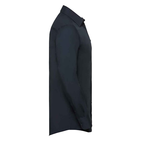 Russell Collection Herr Poplin Skräddarsydd Långärmad Skjorta 4XL French Navy 4XL