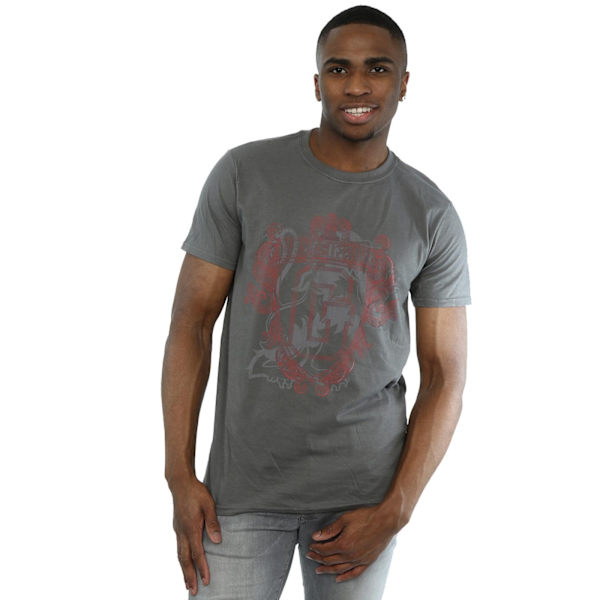 Harry Potter T-shirt med Gryffindors lejonvapen för män, M, kolgrå Charcoal M