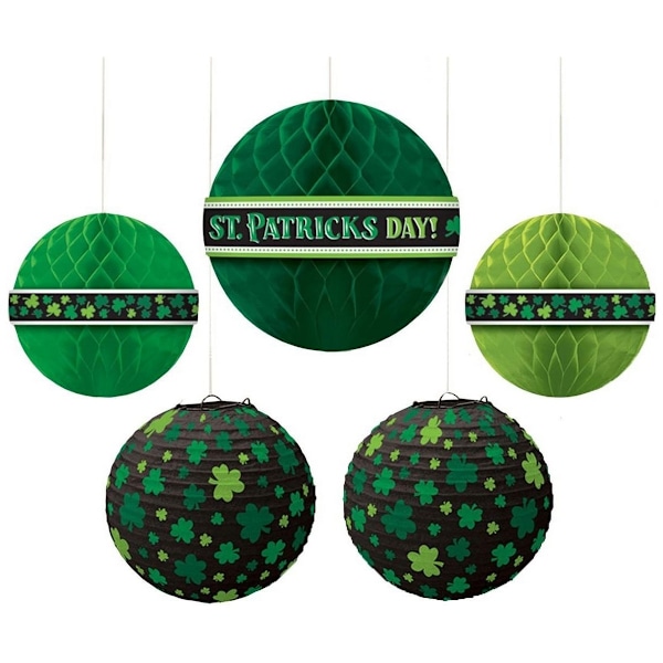 Amscan St Patricks Day Hängande Dekoration (5-pack) One Size Green One Size