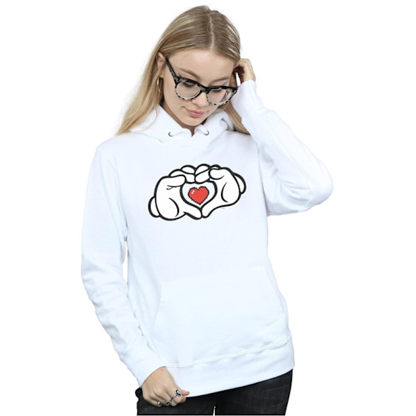 Disney Dam/Kvinnor Mickey Mouse Hjärthänder Hoodie S Vit White S