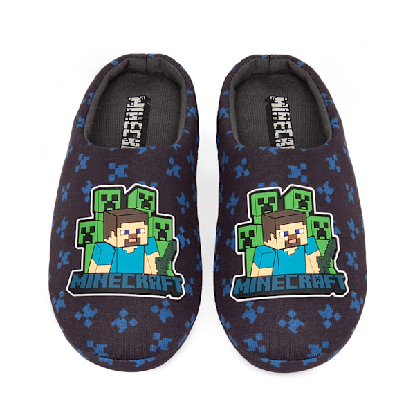 Minecraft Pojkar Steve och Creeper Tofflor 1 UK Marinblå Navy 1 UK