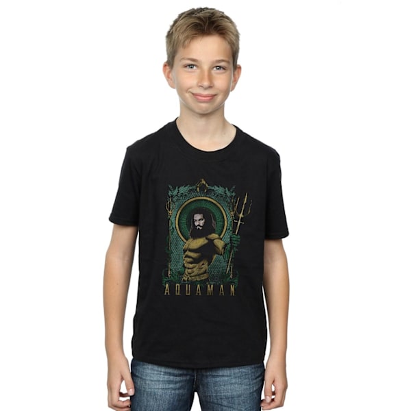 DC Comics Boys Aquaman Framed Trident T-Shirt 5-6 år Svart Black 5-6 Years